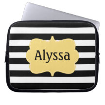 Black Yellow Stripe Personalised Laptop Sleeve
