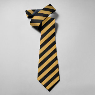 Black Yellow Stripes Classic Retro Groomsmen Tie