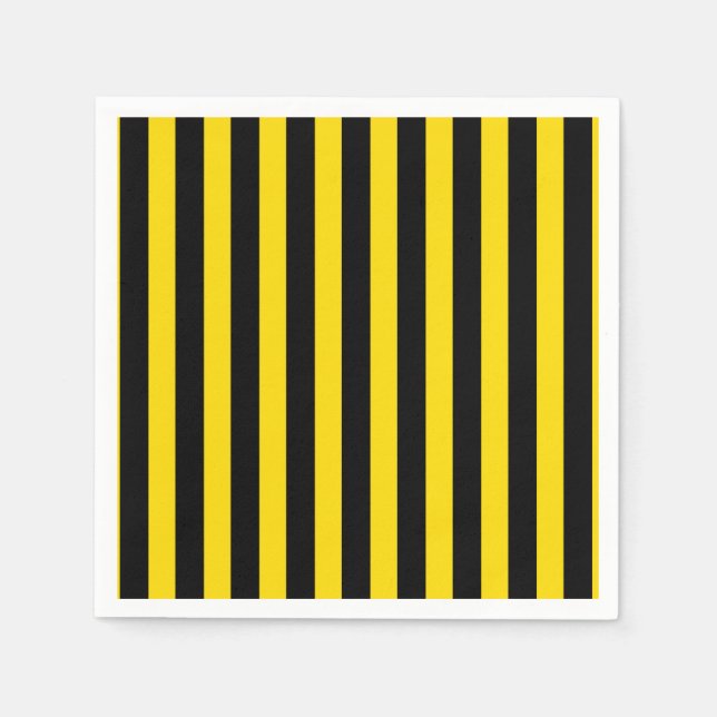 Black & Yellow Stripes Stripe Bee Baby Shower Napkin (Front)