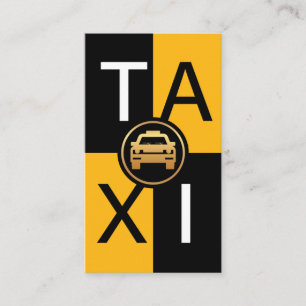 Black Yellow Taxi Checked Box Driving Business Card