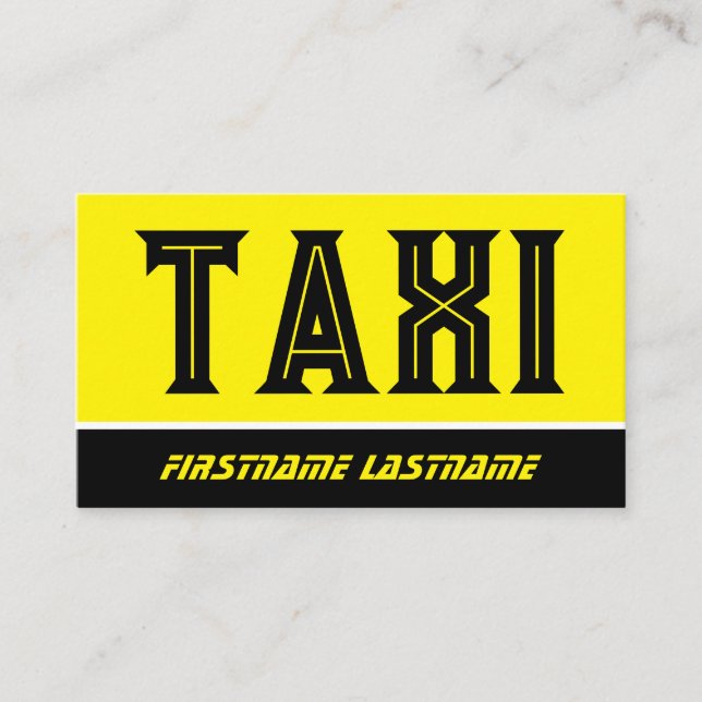 Black yellow TAXI night taxi driver service Business Card (Front)