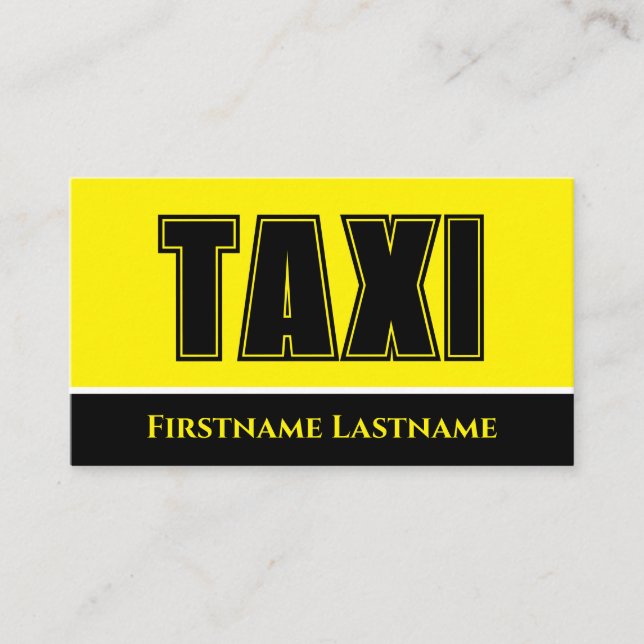 Black yellow TAXI night taxi driver service Business Card (Front)