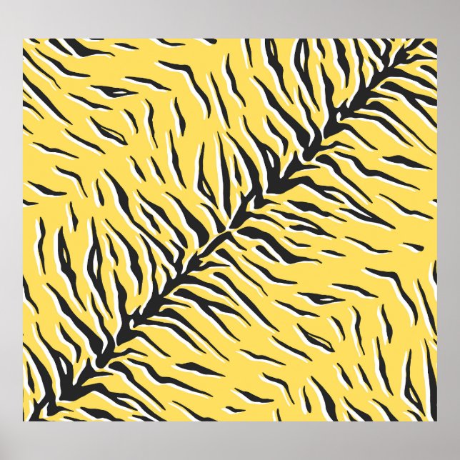 Black-yellow tiger stripes: vintage pattern. poster (Front)