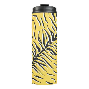 Black-yellow tiger stripes: vintage pattern. thermal tumbler