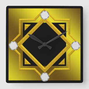 Black Yellow Toned Wall Clock