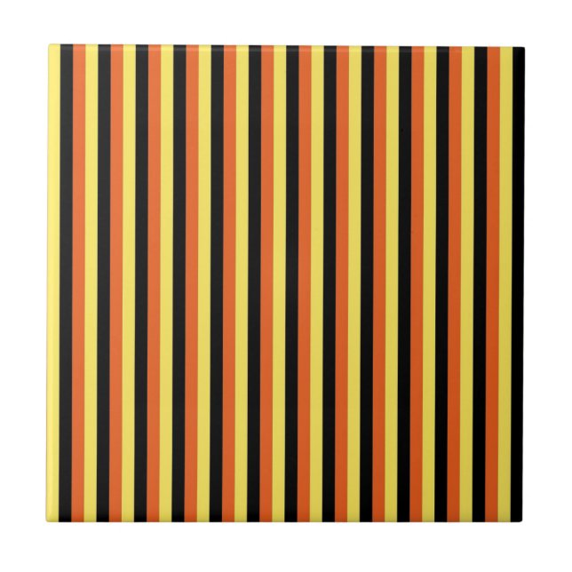 Black Yellow Vertical Stripe Pattern Tile (Front)