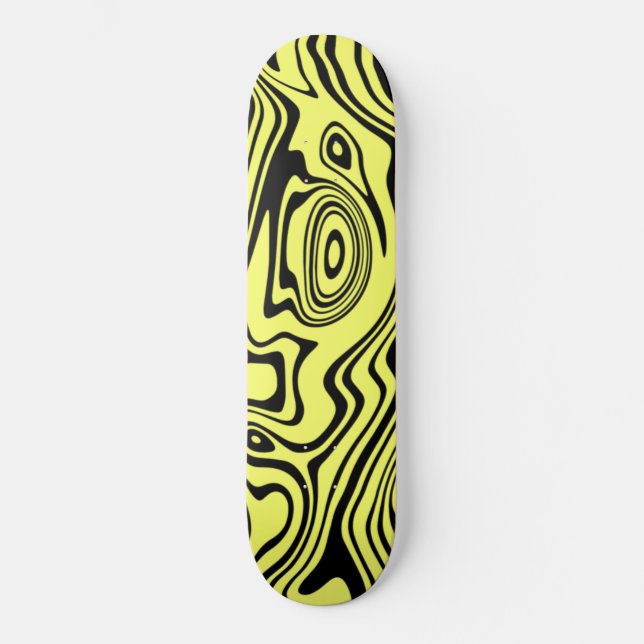 Black Yellow Waves Skateboard or Choose Colour (Front)