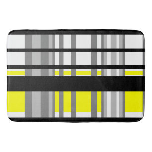 Black yellow white and grey stripes  bath mat