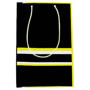 Black yellow white and grey stripes medium gift bag
