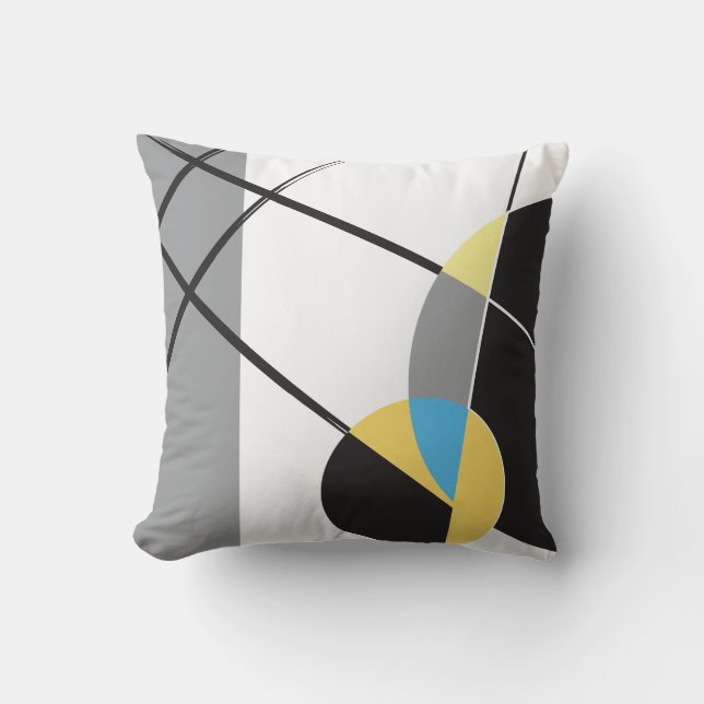 Black yellow white blue Modern Abstract Design Cushion (Front)