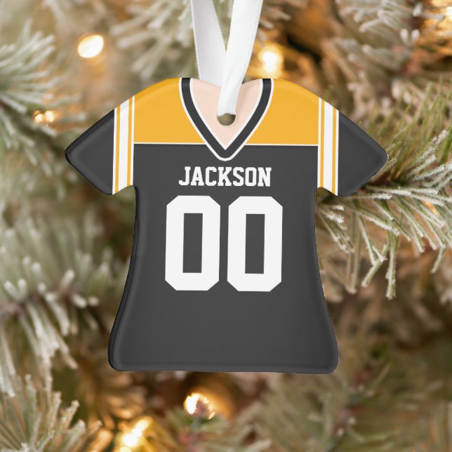 Black/Yellow/White Football Jersey Ornament (Tree)
