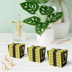 Black, Yellow & White Tribal Pattern Favour Box