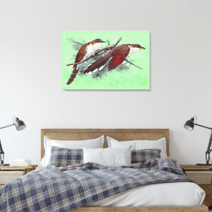 Black & Yellowed Billed Cuckoo Birds Canvas Print