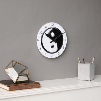 Black Yin Yang Round Clock