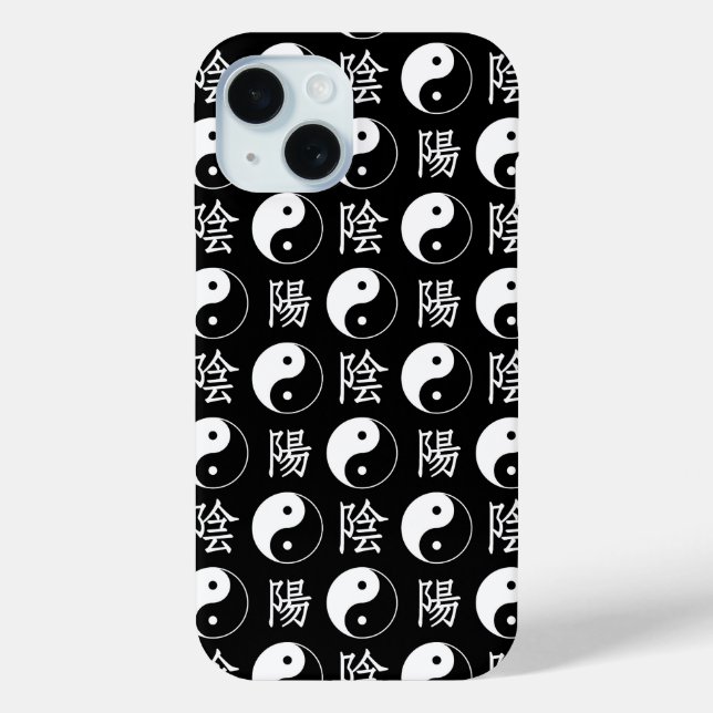 Black Yinyang Symbol Chinese Text Pattern Case-Mate iPhone Case (Back)
