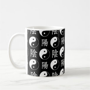 Black Yinyang Symbol Chinese Text Pattern Coffee Mug