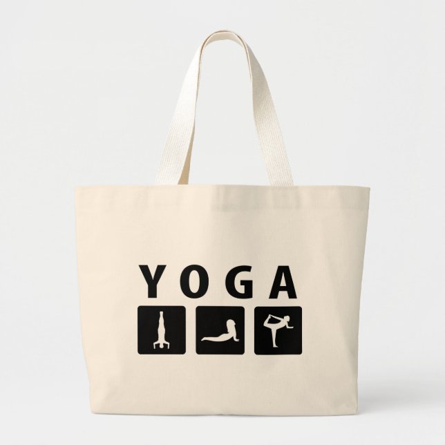 black yoga icon large tote bag (Front)
