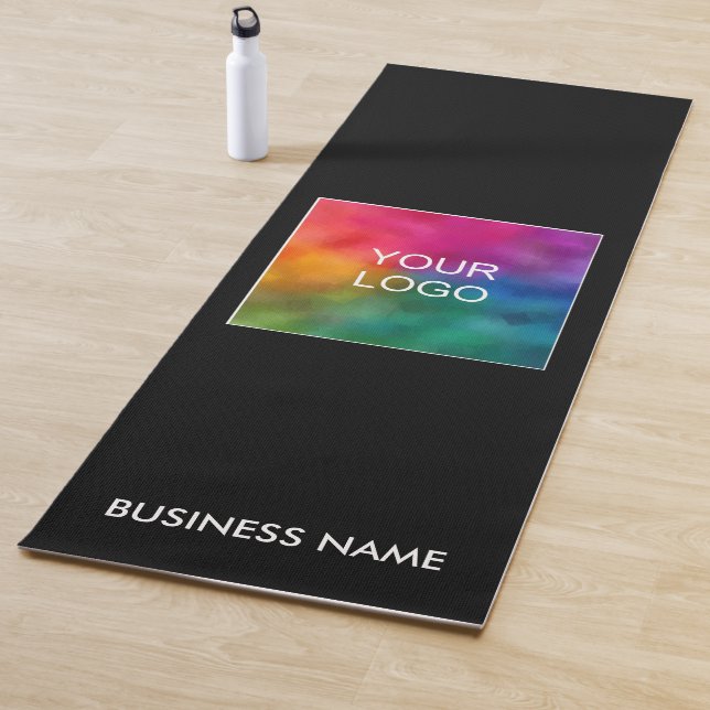 Black Yoga Mats Fitness Add Your Business Logo (In Situ)