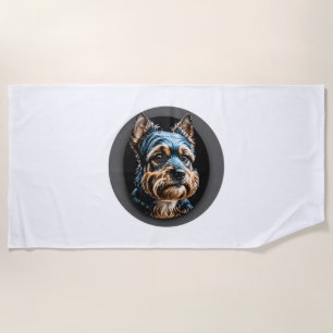 black yorkshire terrier beach towel