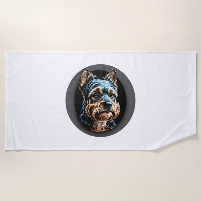 black yorkshire terrier beach towel (Front)
