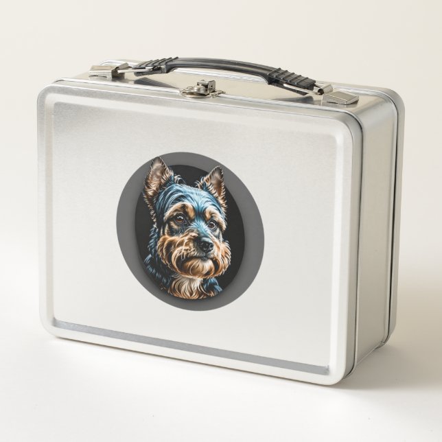 black yorkshire terrier metal lunch box (Front)