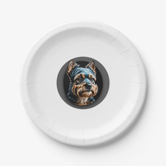 black yorkshire terrier paper plate (Front)