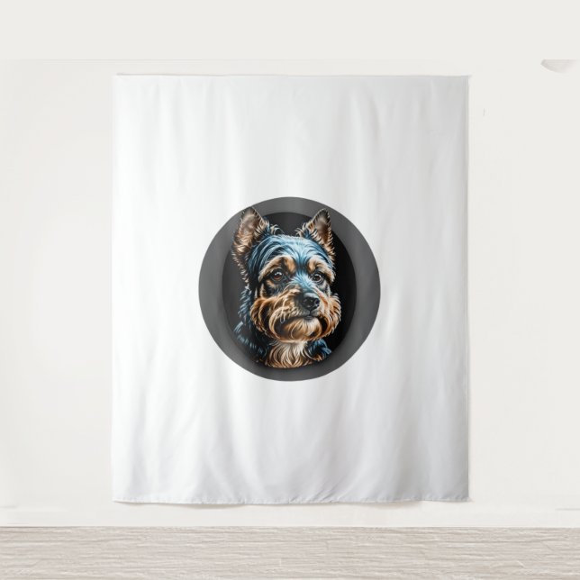 black yorkshire terrier tapestry (Front)