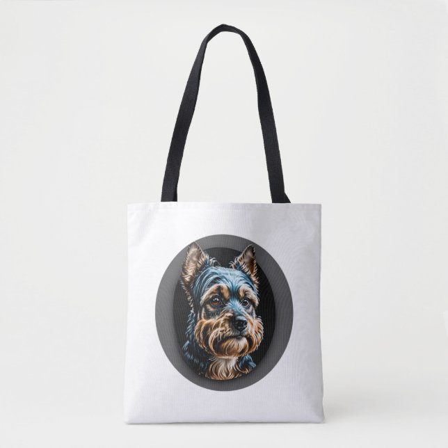 black yorkshire terrier tote bag (Front)