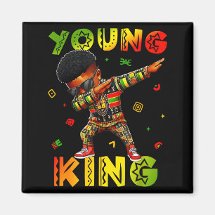Black Young King Black History Month Kids Afro Boy Magnet