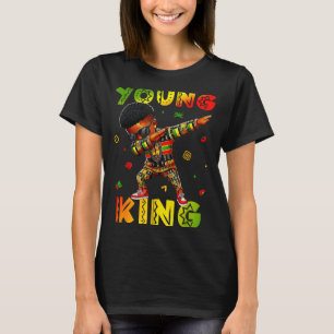 Black Young King Black History Month Kids Afro Boy T-Shirt