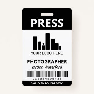 Black Your Logo Bar Code Press ID ID Badge
