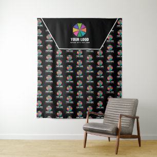 Black Your Logo Pattern Promotional Backdrop Tapestry