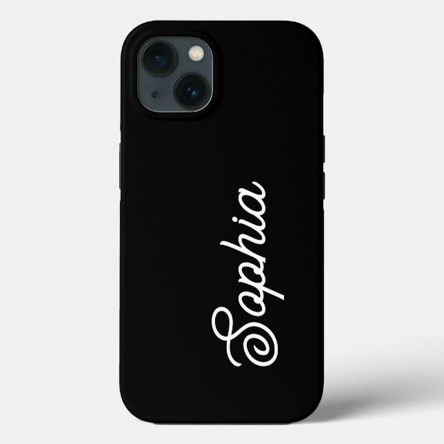 Black | Your Name in Retro Script Case-Mate iPhone Case (Back)