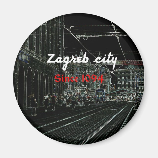 Black Zagreb city home magnet (Front)