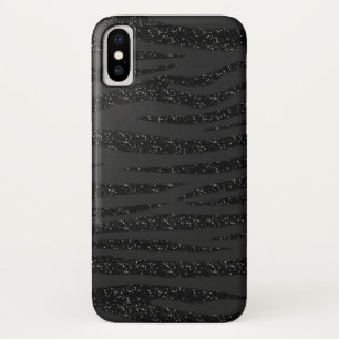 Black Zebra Glitter design iPhone X Case