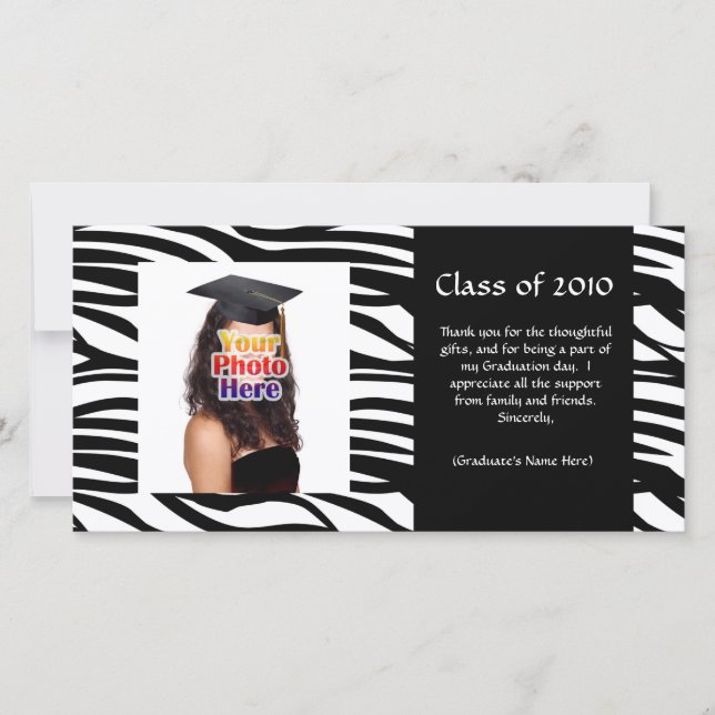 Black Zebra Graduation Thank You or Announcement (Front)