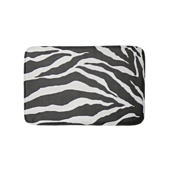 Black Zebra Print African American Home Decor Bath Mat (Front)