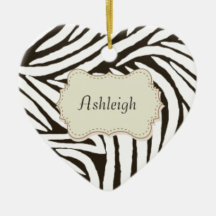 Black Zebra Print Ceramic Tree Decoration