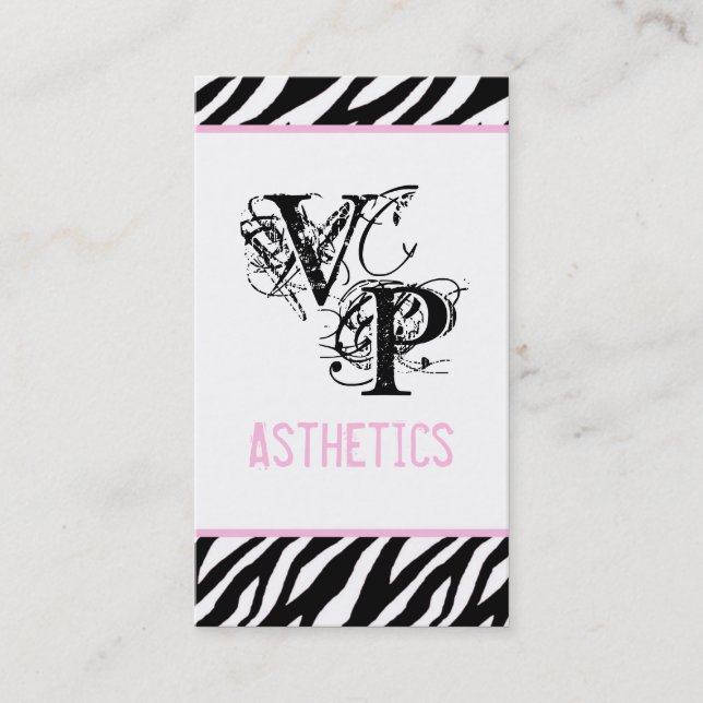 Black Zebra Print Ligh Pink Interior Business Card (Front)