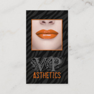 Black Zebra Print Orang Lips Make Up Business Card
