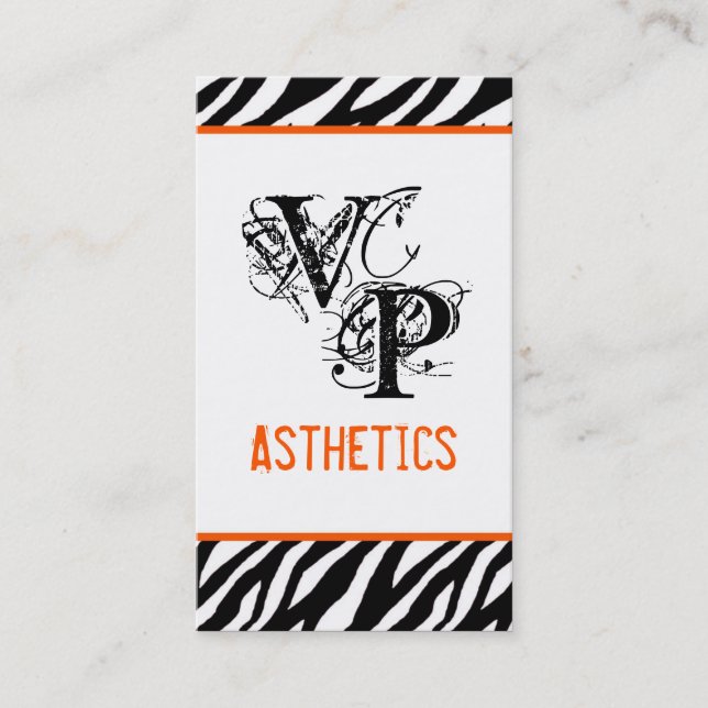 Black Zebra Print Orange Interior Business Card (Front)