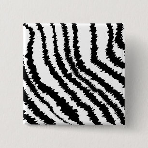 Black Zebra Print Pattern. 15 Cm Square Badge