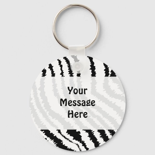 Black Zebra Print Pattern. Key Ring (Front)