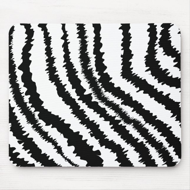 Black Zebra Print Pattern. Mouse Mat (Front)