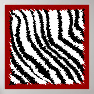 Black Zebra Print Pattern on Deep Red.