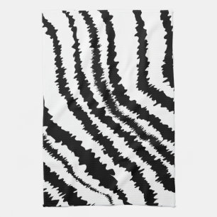 Black Zebra Print Pattern. Tea Towel