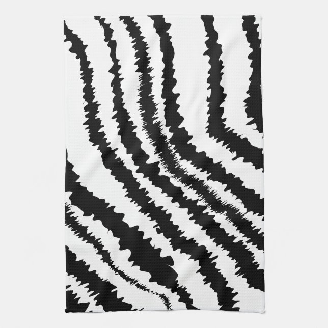 Black Zebra Print Pattern. Tea Towel (Vertical)