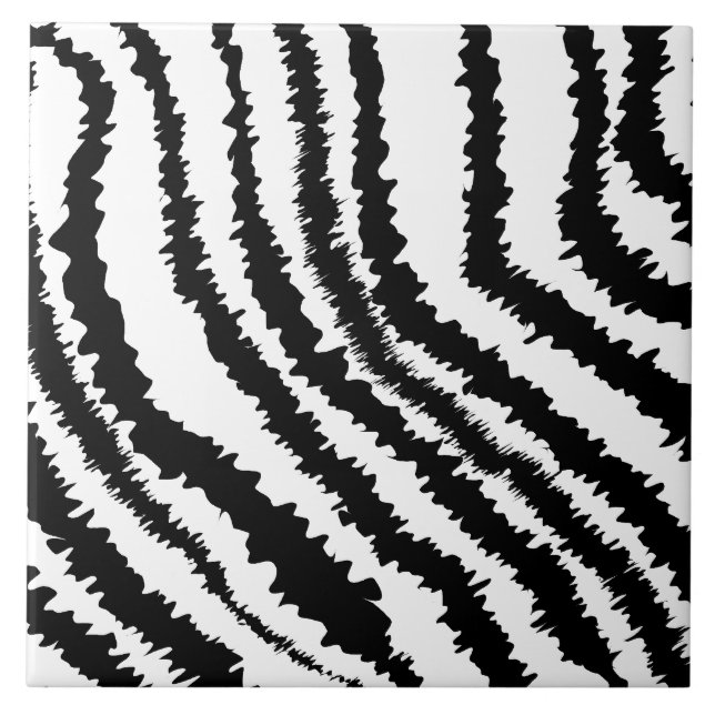 Black Zebra Print Pattern. Tile (Front)