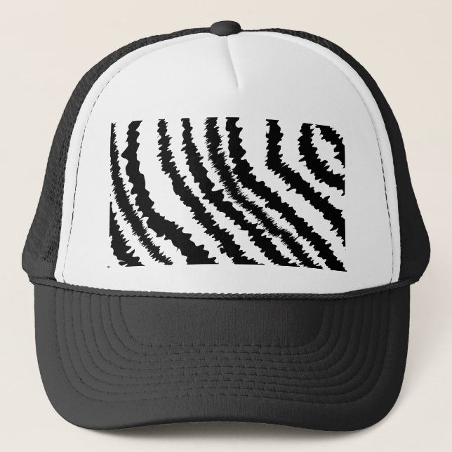 Black Zebra Print Pattern. Trucker Hat (Front)