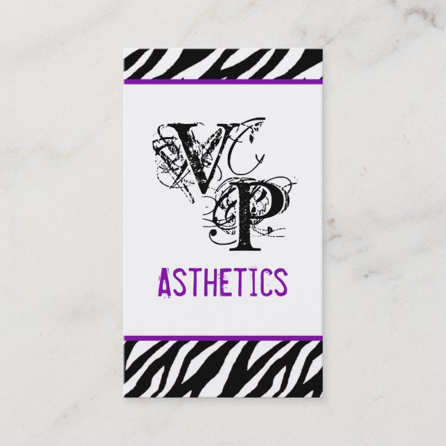 Black Zebra Print Purple Interior Business Card (Front)